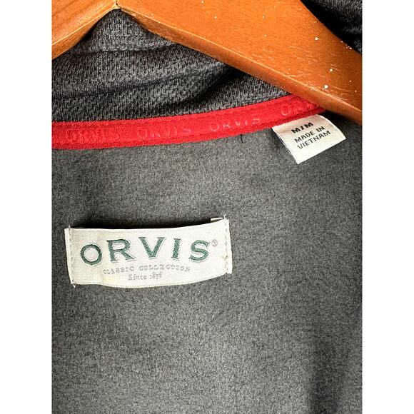 Orvis Bonded Mesh Full Zip Fleece Sweater Jacket Mock Neck Gray Black Men Medium - Picture 5 of 6